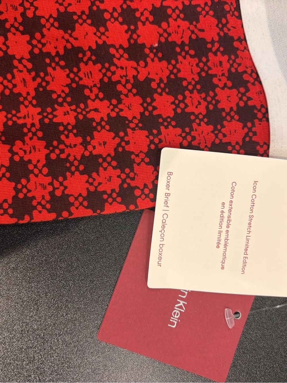 Calvin Klein Red Plaid Stretch Boxer Briefs with Logo Waistband new